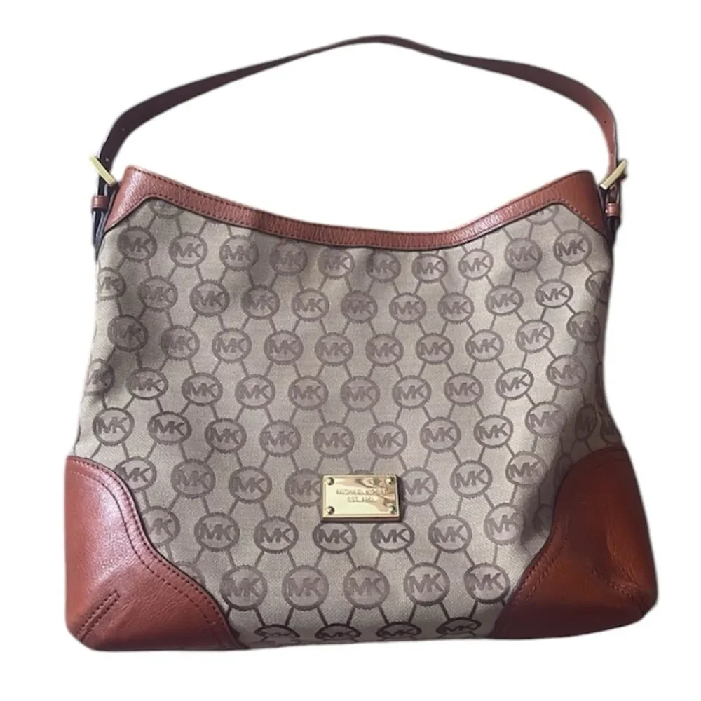 Michael Kors Millbrook Hobo Camel/Luggage Shoulder Bag Brown Tan MK Logo Y2K